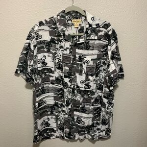 Panama Jack Men’s Tropical Button Down Size M Grayscale